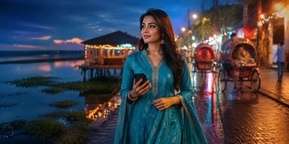 ঢাকার রাতের বাজারে মোবাইলে বোনাস ওয়্যাগারিং শর্ত পূরণ করছেন একজন সদস্য