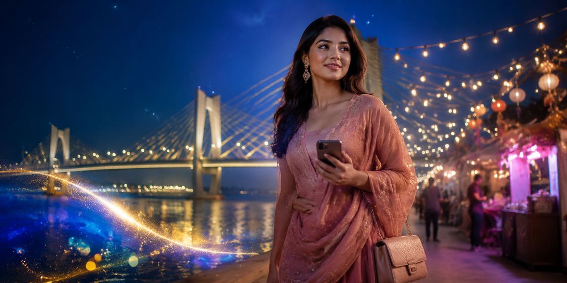 নাইট মার্কেটে মোবাইলে ddkk লগইন করছেন একজন ব্যবহারকারী